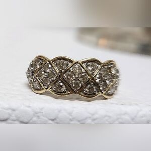 1 CT Round Diamond 10K Yellow Gold Wide Band Ring